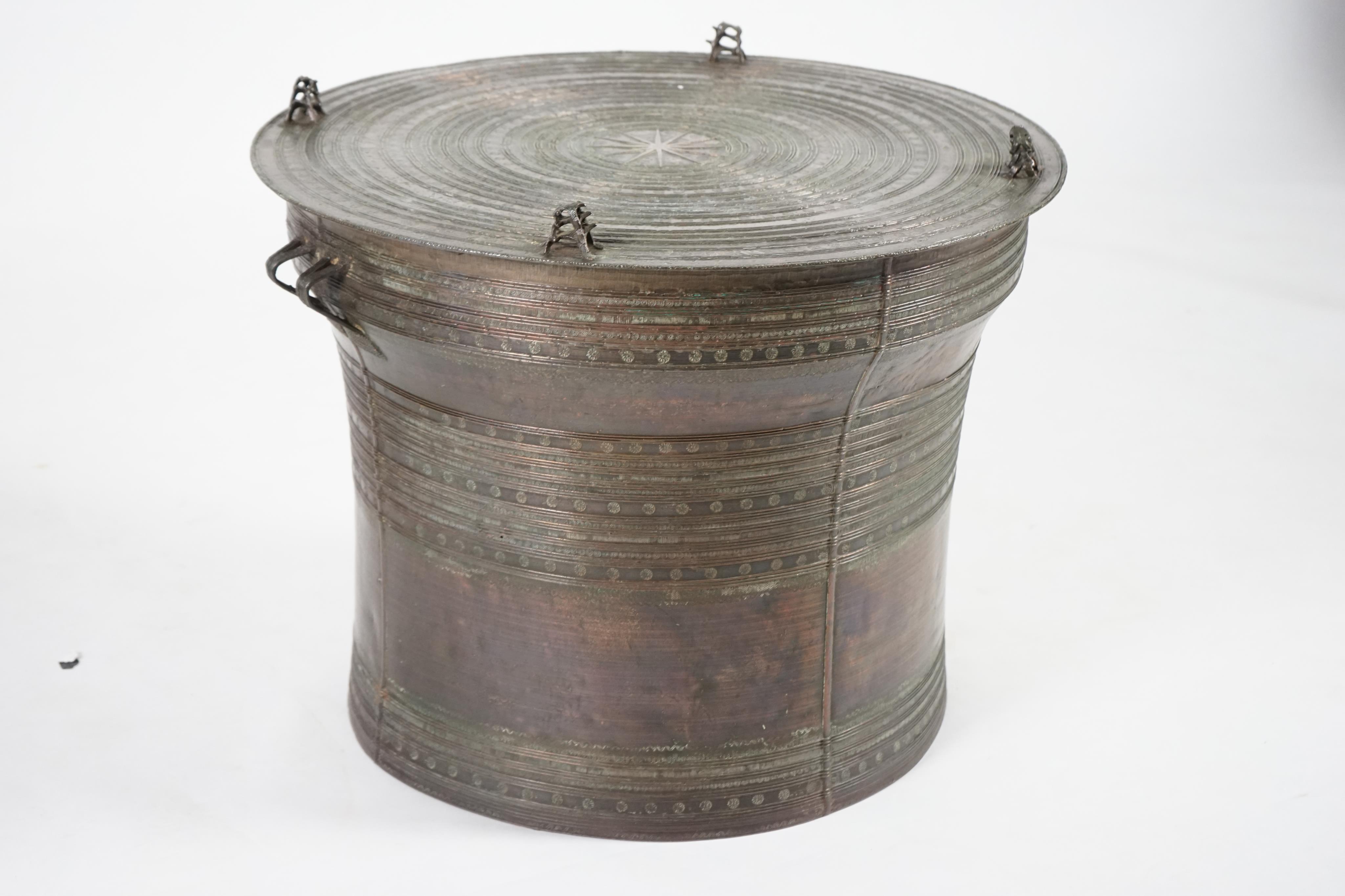 A large Sino-Shan bronze rain drum, Shan States, East Burma, 19th century